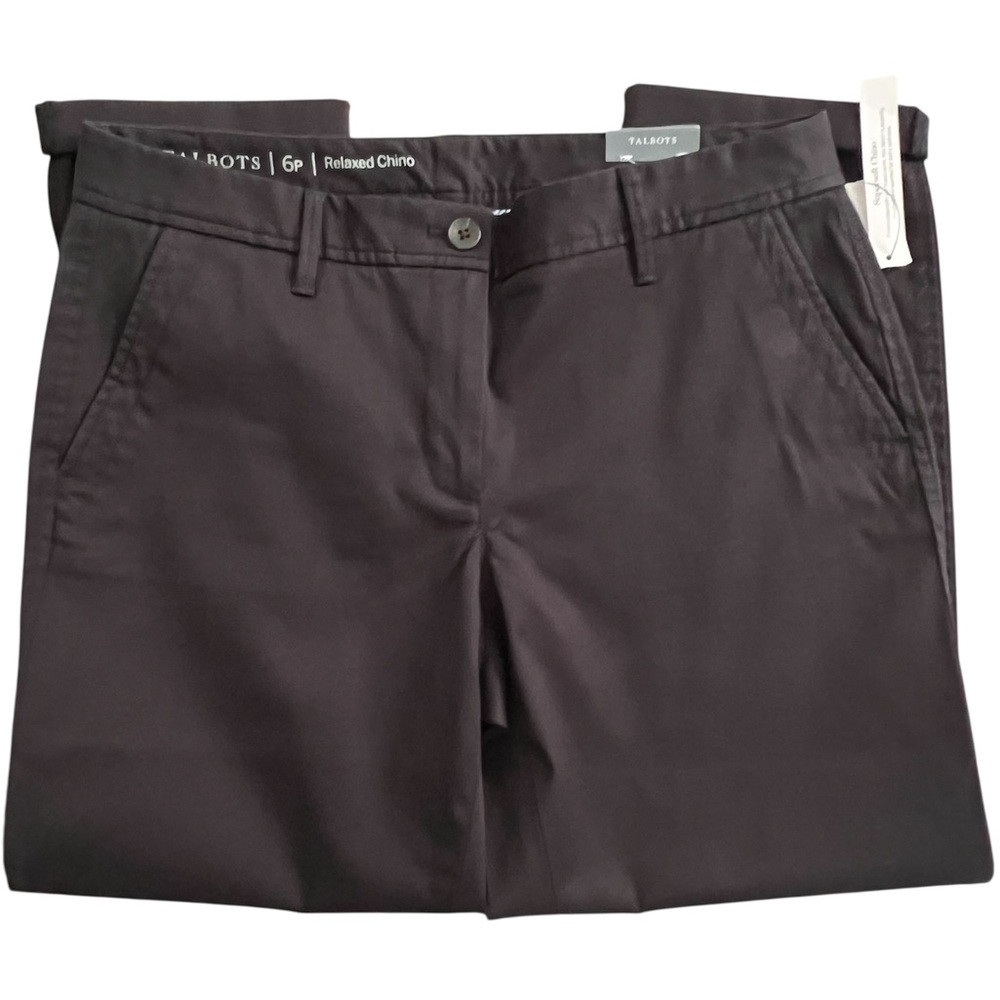Talbots Women's Black Relaxed Leg Ankle Chino Pants, NWT, Size 6P